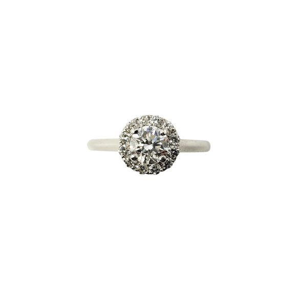 Vintage 14 Karat White Gold Diamond Halo Engagement Ring Size 5.5 #11686